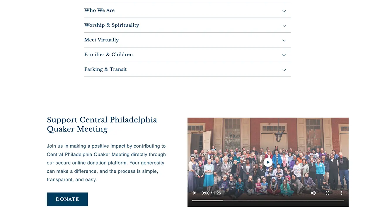 Central Philadelphia Quakers Meeting website image